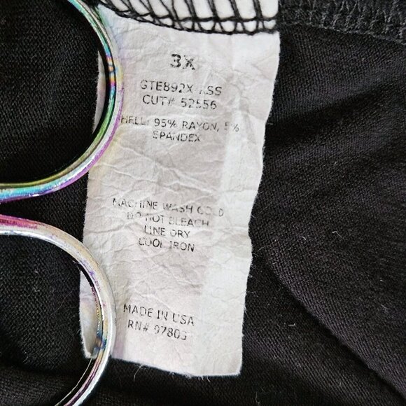 Green Envelope Top Womens 3X Black SS Lace Flowy Stretch USA Whimsigoth Cottage - Picture 10 of 13